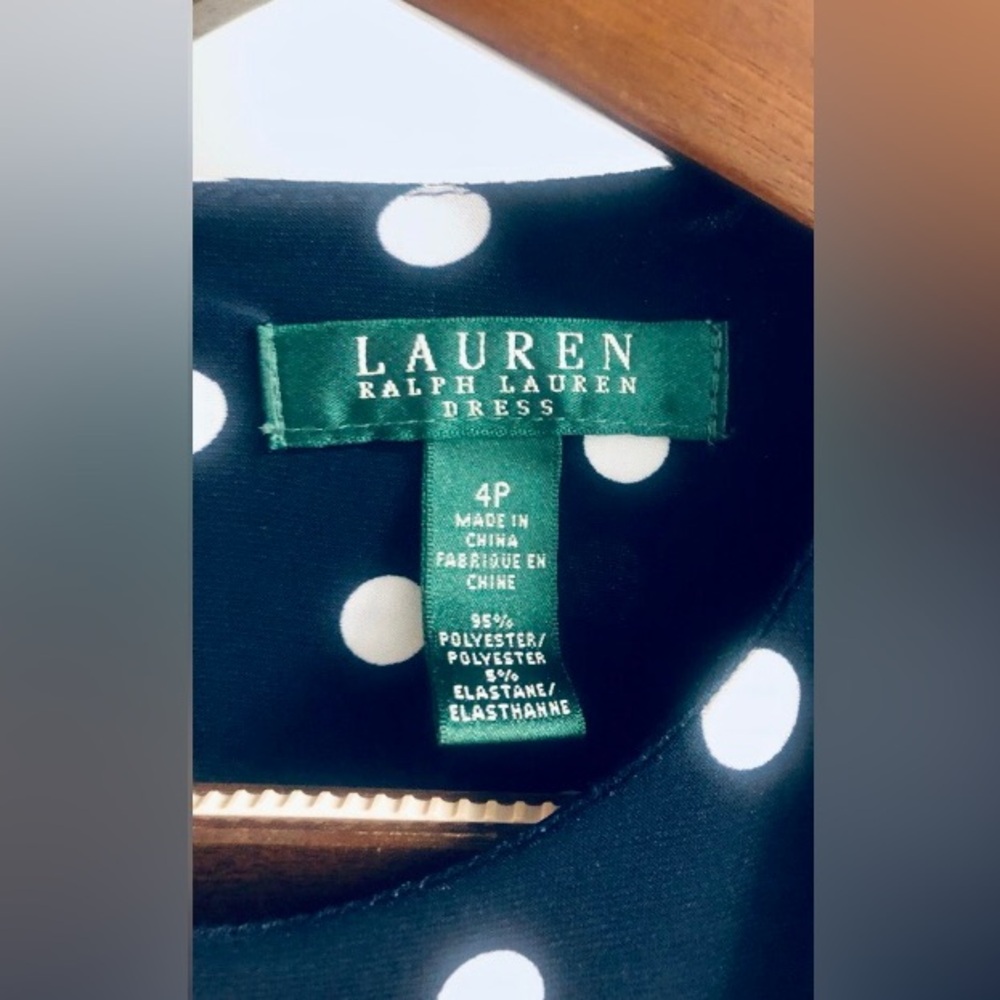 Like New Ralph Lauren Navy & White Polka Dot Sleeveless Crewneck Day Dress - Picture 9 of 11